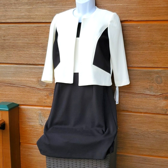 NEW 2 Piece Studio One Black & White Dress & Coat - Picture 1 of 15